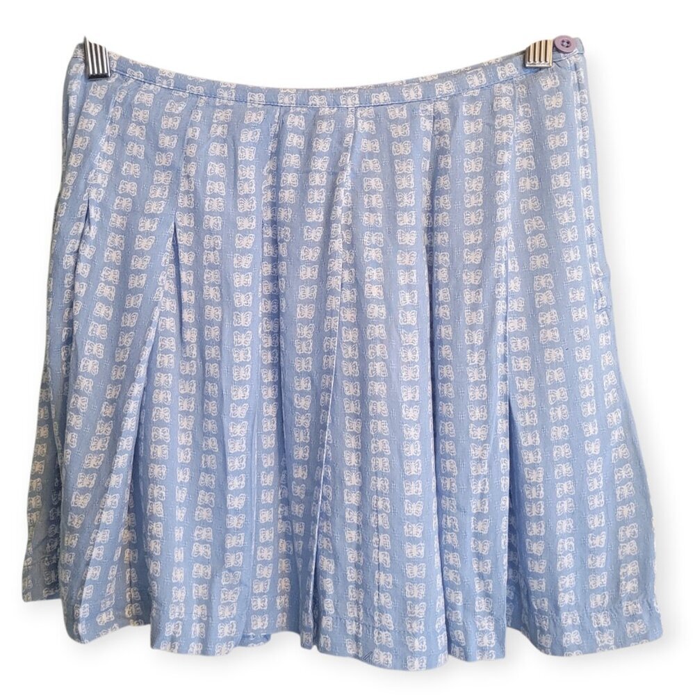 Urban Outfitters Cecile Pleated Mini Skirt Sky Blue High Waisted A Line Size S - Picture 6 of 10
